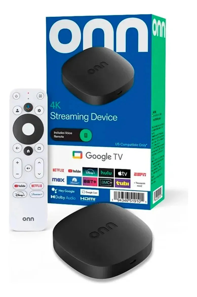 ONN 4K Streaming Device con Google TV - Control de Voz, Netflix, YouTube, Disney+