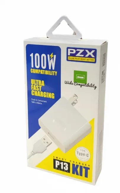 Cargador Rápido PZX P13Cargador Rápido PZX P13-C 100W con Cable Tipo-C — QC 5.0, Material Siliconado, Carga Ultrarrápida-C 100W con Cable Tipo-C — QC 5.0, Material Siliconado, Carga Ultrarrápida