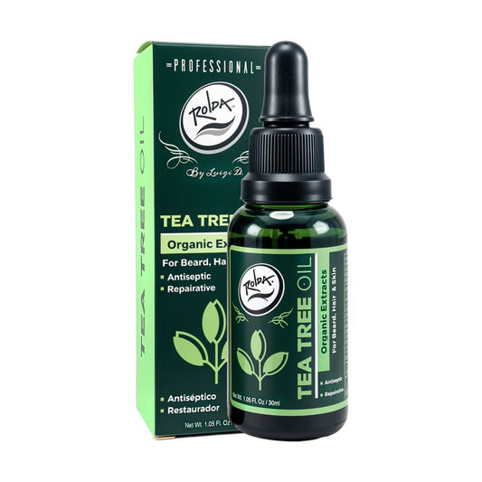 Rolda Aceite Tea Tree — Árbol de Té 30ml, Para Barba Cabello y Piel, Antiséptico, Alivia Picazón