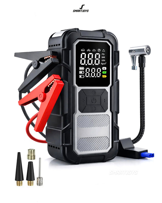 Arrancador de Batería 12V con Compresor de Aire y Power Bank CZK-DH01C — 800A, Inflador 25L/min, Linterna LED SOS