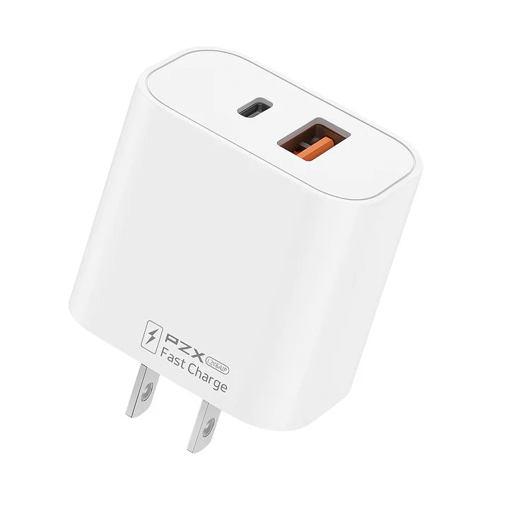 Cargador PZX P62 C-C 25W — Carga Rápida QC 5.0, Puerto USB-C, Cable Tipo C-C Incluido