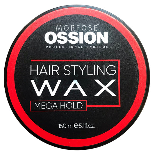 Ossion Hair Styling Wax Mega Hold 150ml — Cera Roja Fijación Extrema, Acabado Brillante, Base Agua