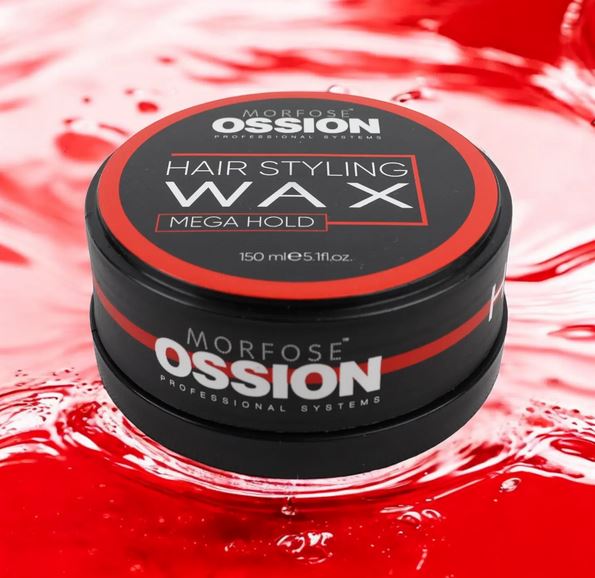 Ossion Hair Styling Wax Mega Hold 150ml — Cera Roja Fijación Extrema, Acabado Brillante, Base Agua