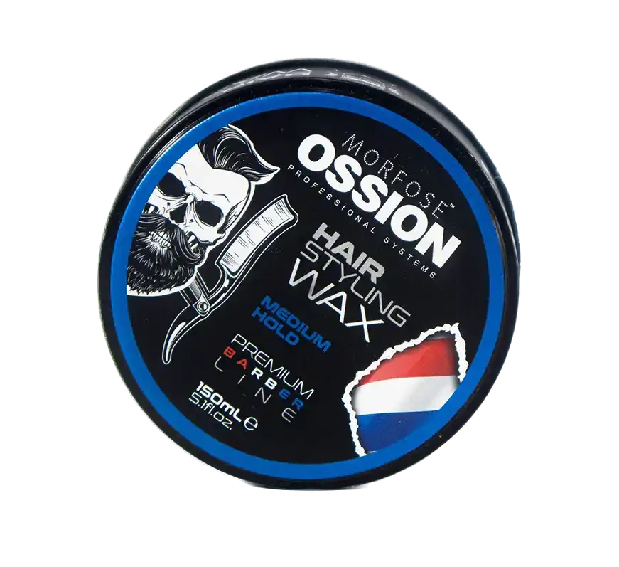 Ossion Hair Styling Wax Medium Hold 150ml — Cera Moldeadora Azul, Fijación Media, Acabado Brillante, Base Agua