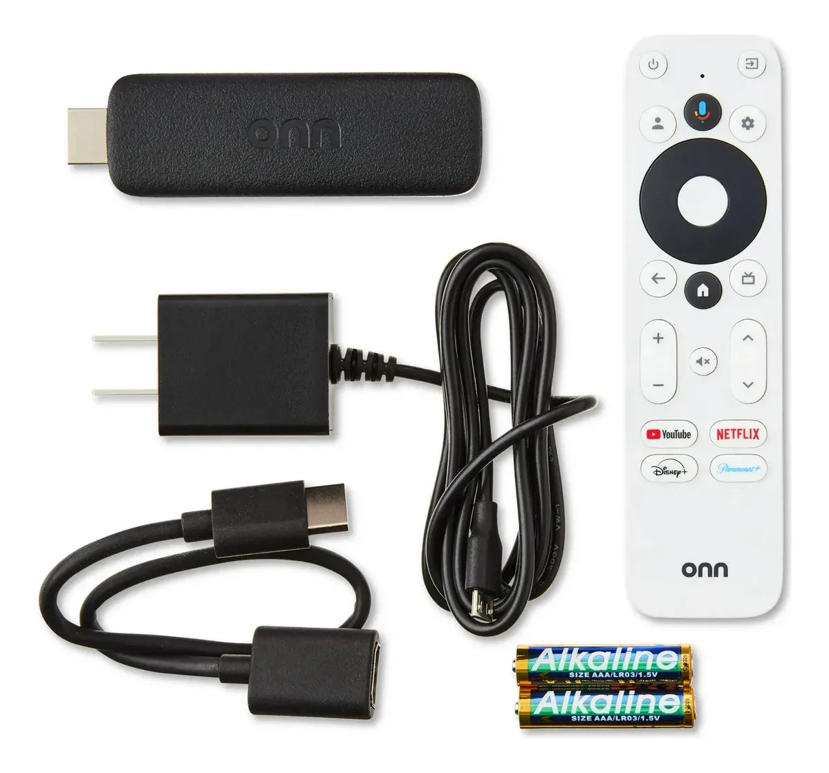 ONN Android TV Full HD Streaming Stick — Convierte tu TV en Smart TV, Google TV OS, Control de Voz, WiFi