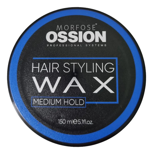Ossion Hair Styling Wax Medium Hold 150ml — Cera Moldeadora Azul, Fijación Media, Acabado Brillante, Base Agua
