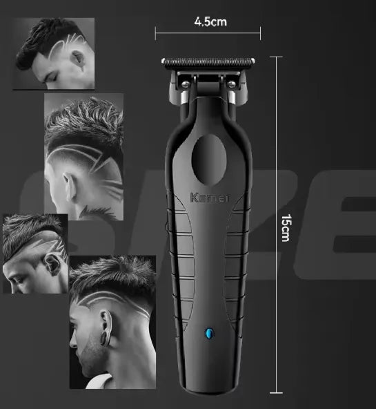 Kemei KM-2299 Patillera Profesional Inalámbrica — Trimmer Cuchilla T-Blade 0.0mm, Motor 7000 RPM, USB-C
