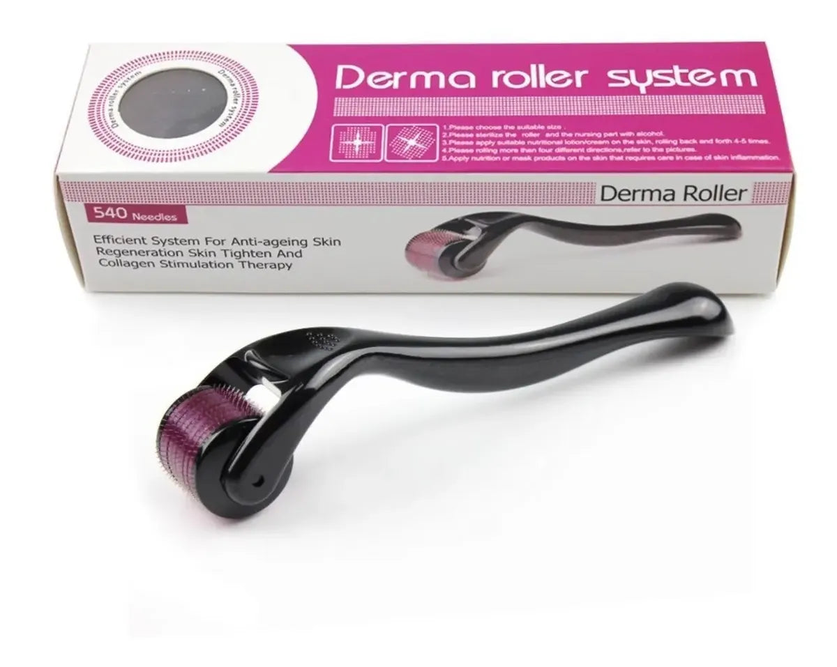 Dermaroller 540 Agujas 0.5mm — Sistema de Microneedling Facial, Estimula Colágeno, Mejora Textura de la Piel