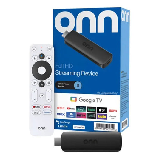 ONN Android TV Full HD Streaming Stick — Convierte tu TV en Smart TV, Google TV OS, Control de Voz, WiFi