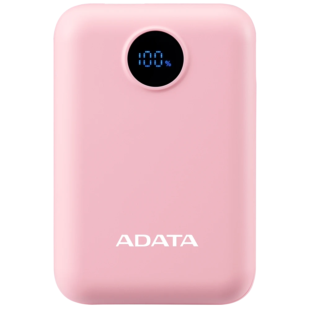 Power Bank ADATA C100 Rosa — 10.000mAh, Carga Rápida 20W, Pantalla Digital, USB-C