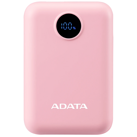 Power Bank ADATA C100 Rosa — 10.000mAh, Carga Rápida 20W, Pantalla Digital, USB-C