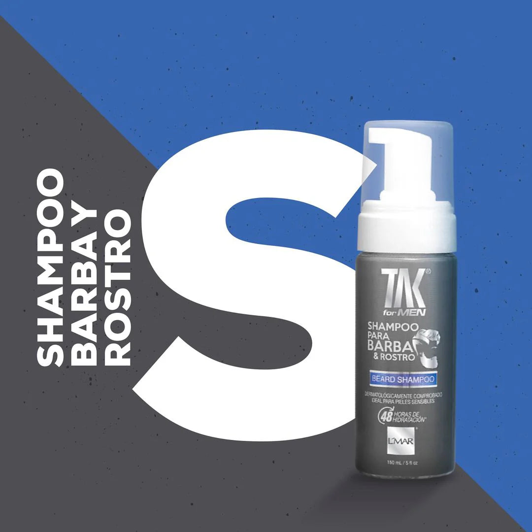 TAK For Men Shampoo para Barba y Rostro 150ml — Hidratante, Control de Beardruff, Surfactantes Suaves