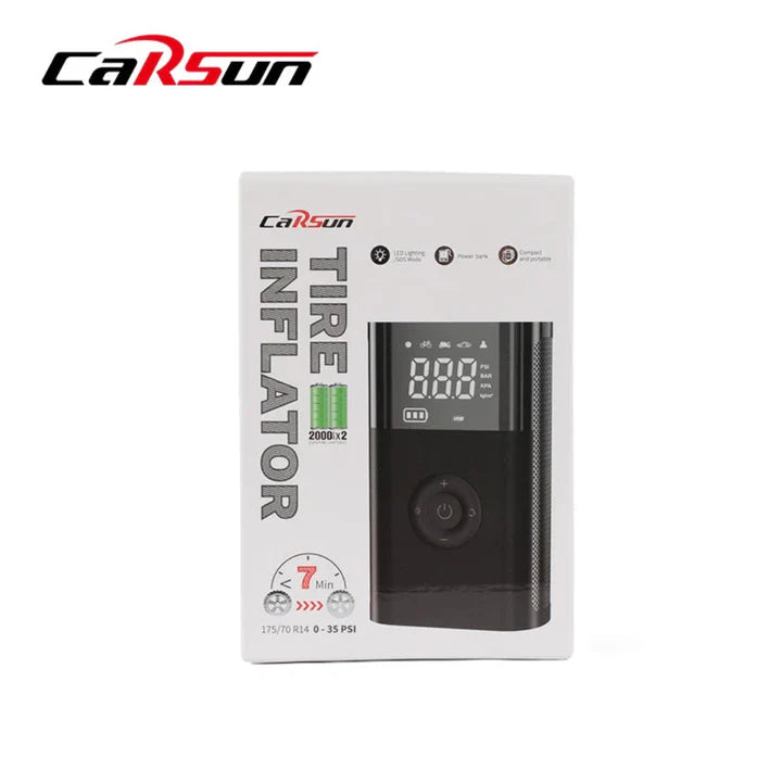 Compresor de Aire Portátil Carsun T2191-2S — Inalámbrico Recargable 60W, 150 PSI, Pantalla Digital LED