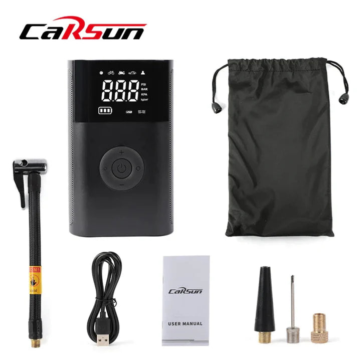 Compresor de Aire Portátil Carsun T2191-2S — Inalámbrico Recargable 60W, 150 PSI, Pantalla Digital LED