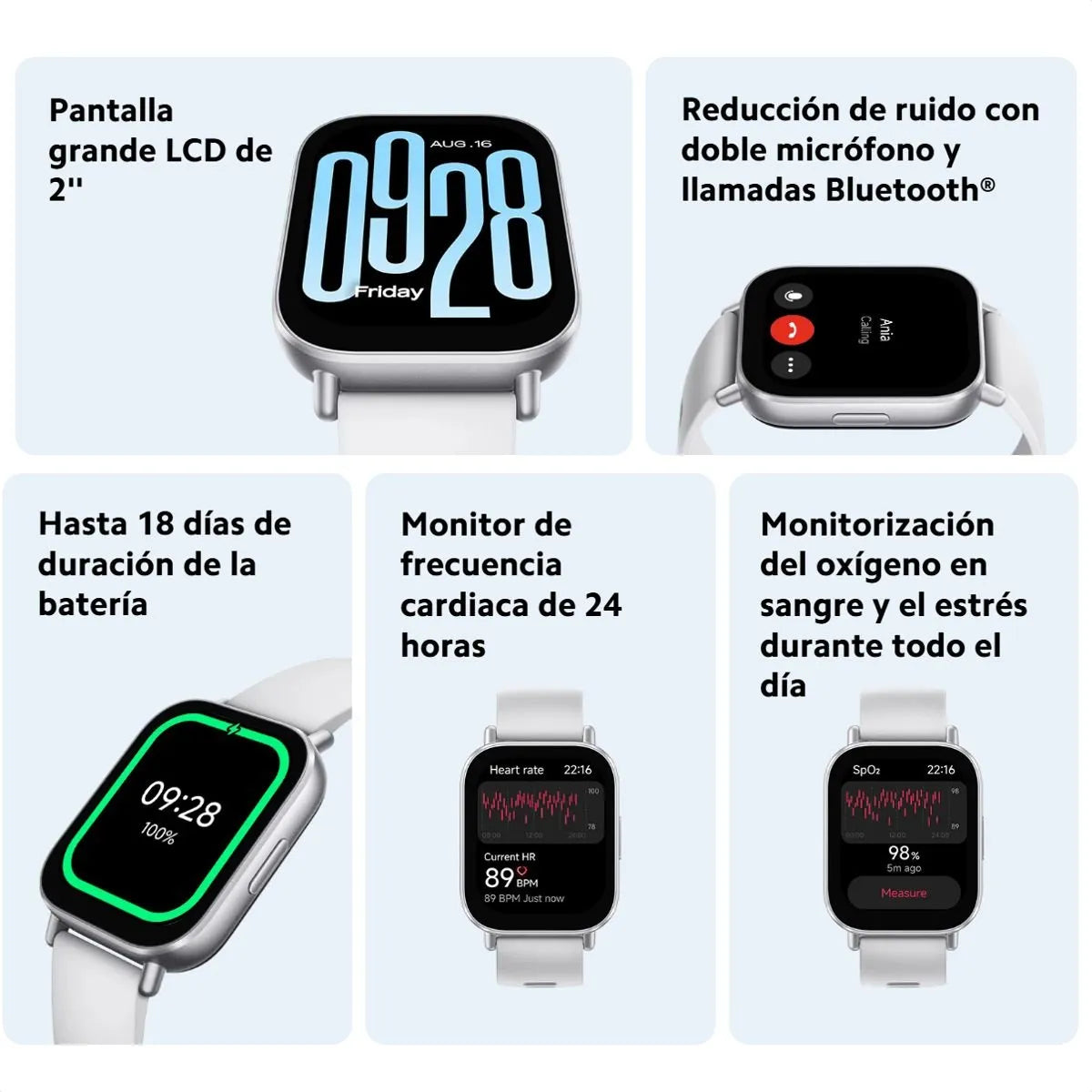 Xiaomi Redmi Watch 5 Active — Smartwatch 2" LCD, Llamadas Bluetooth, 140+ Deportes, Batería 18 Días, IPX8
