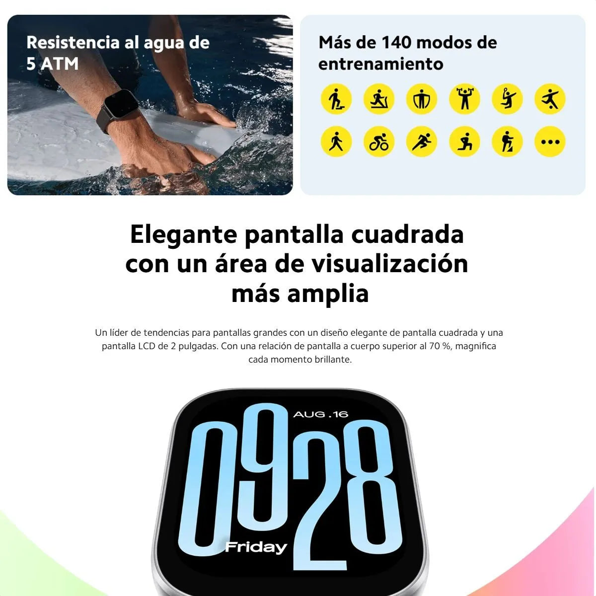 Xiaomi Redmi Watch 5 Active — Smartwatch 2" LCD, Llamadas Bluetooth, 140+ Deportes, Batería 18 Días, IPX8
