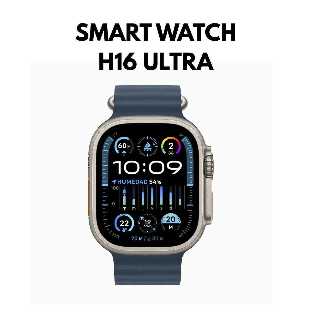 Smartwatch Hello H16 Ultra — Reloj Inteligente 49mm, Pantalla HD, Monitor Cardíaco, SpO2, Bluetooth, Compatible Android